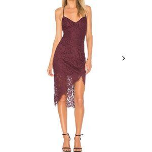Lovers & Friends Skylight Red Wine Lace Up Back Dress XS Romantic Evening